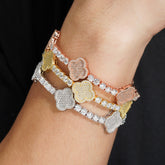 GL Four leaf Clover 925 Silver VVS Moissanite Bracelet Tennis Chain