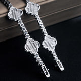 GL Four leaf Clover 925 Silver VVS Moissanite Bracelet Tennis Chain