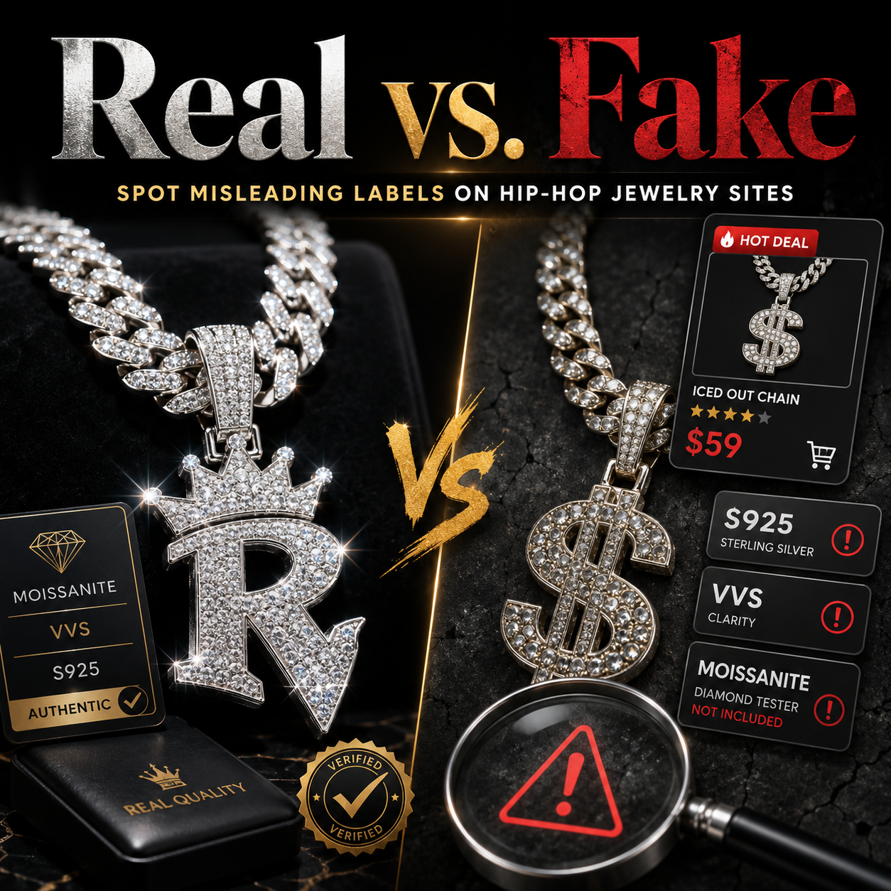 Real vs. Fake: How to Spot Misleading Labels on Hip-Hop Jewelry Sites