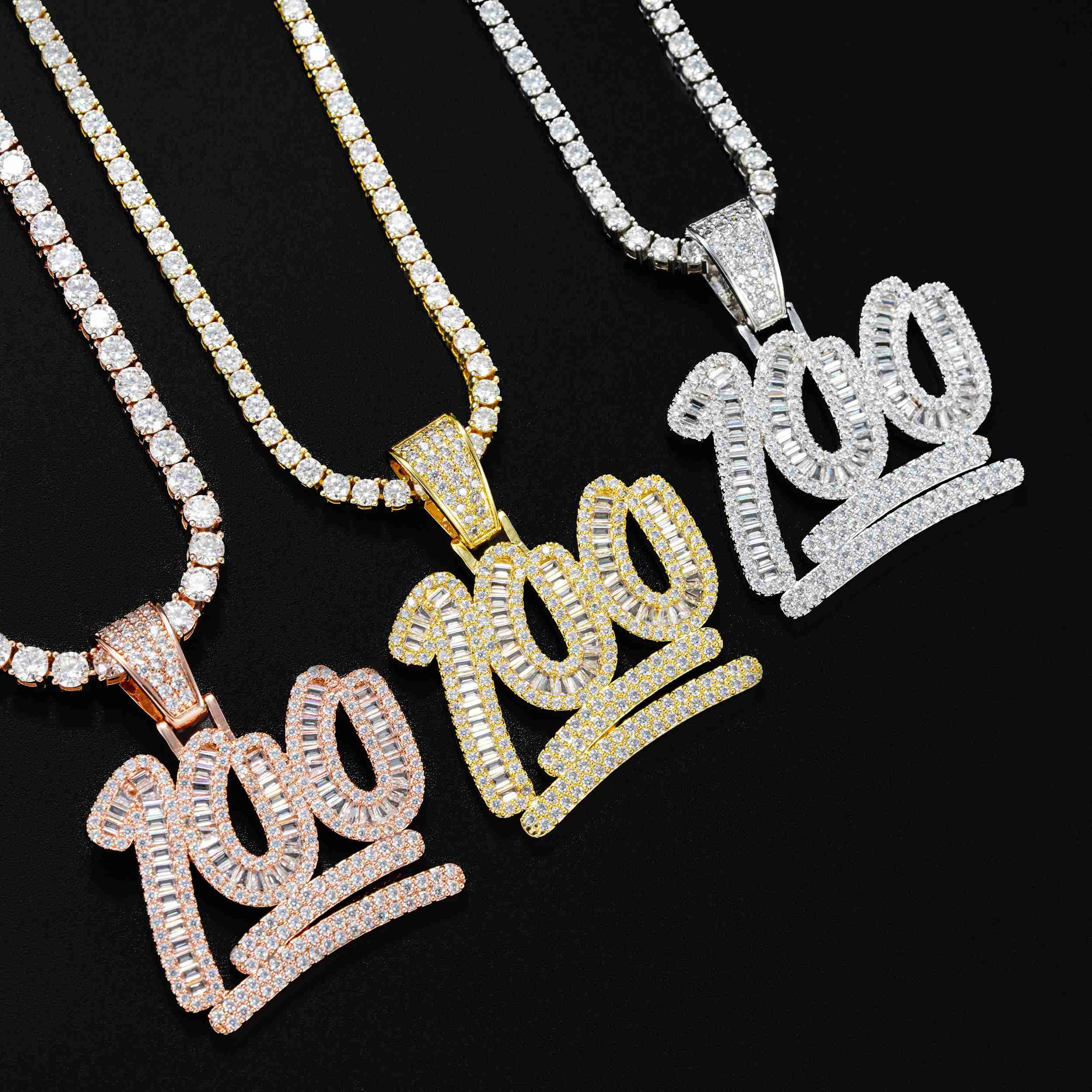 GL Ice Out Moissanite Pendant Letters 100 With Free Chain Secondary image