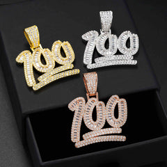 GL Ice Out Moissanite Pendant Letters 100 With Free Chain