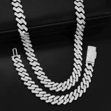 13mm 925 Sterling Silver Double row drill Zircon Cuban Link Chain