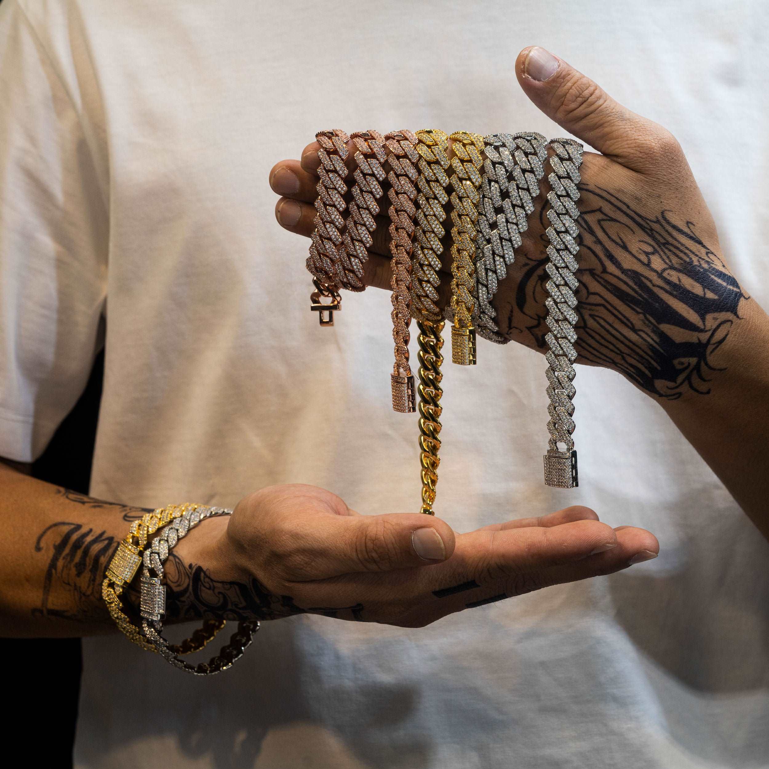 13.6mm Hip Hop Brass Zircon Cuban Chain