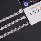 10MM S925 Silver 2 Rows VVS Moissanite Real Miami Cuban Chain