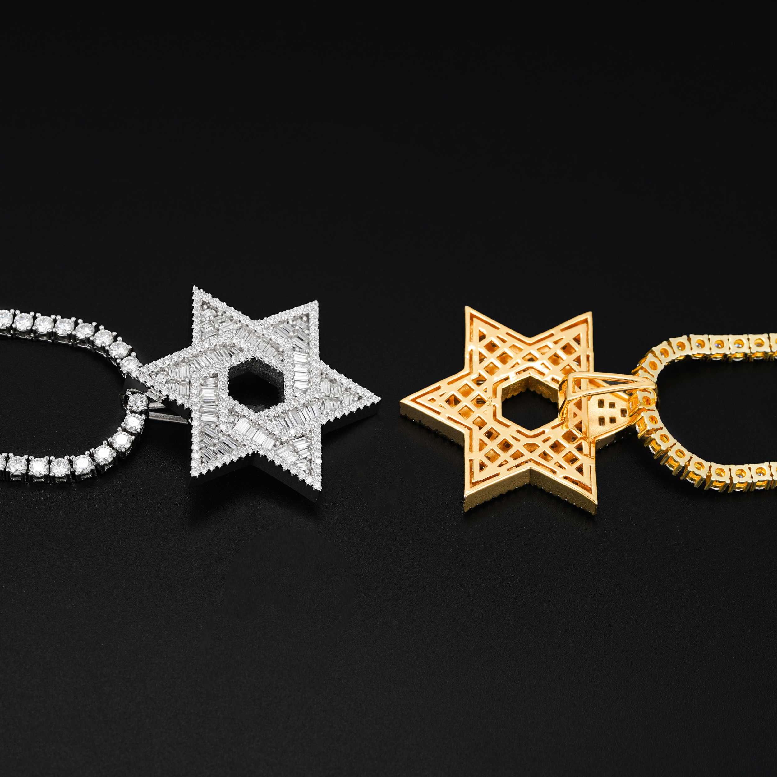 GL Iced Out Hip Hop Silver Moissanite Hexagram Pendant