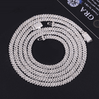 5MM S925 Silver VVS Moissanite Prong Edge Cuban Chain