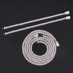 GL 5mm Iced Out Cuban 1 Rows of Stones Link Chain Bracelet Necklace