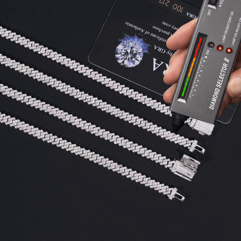 5MM S925 Silver VVS Moissanite Prong Edge Cuban Chain Secondary image