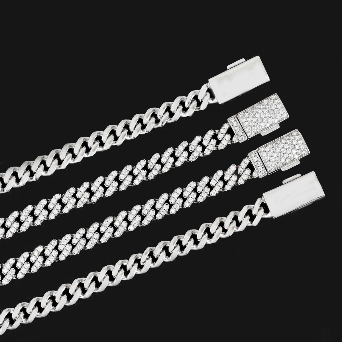 GL 6.5mm Three Diamonds 925 Sterling Silver Moissanite Cuban Chain