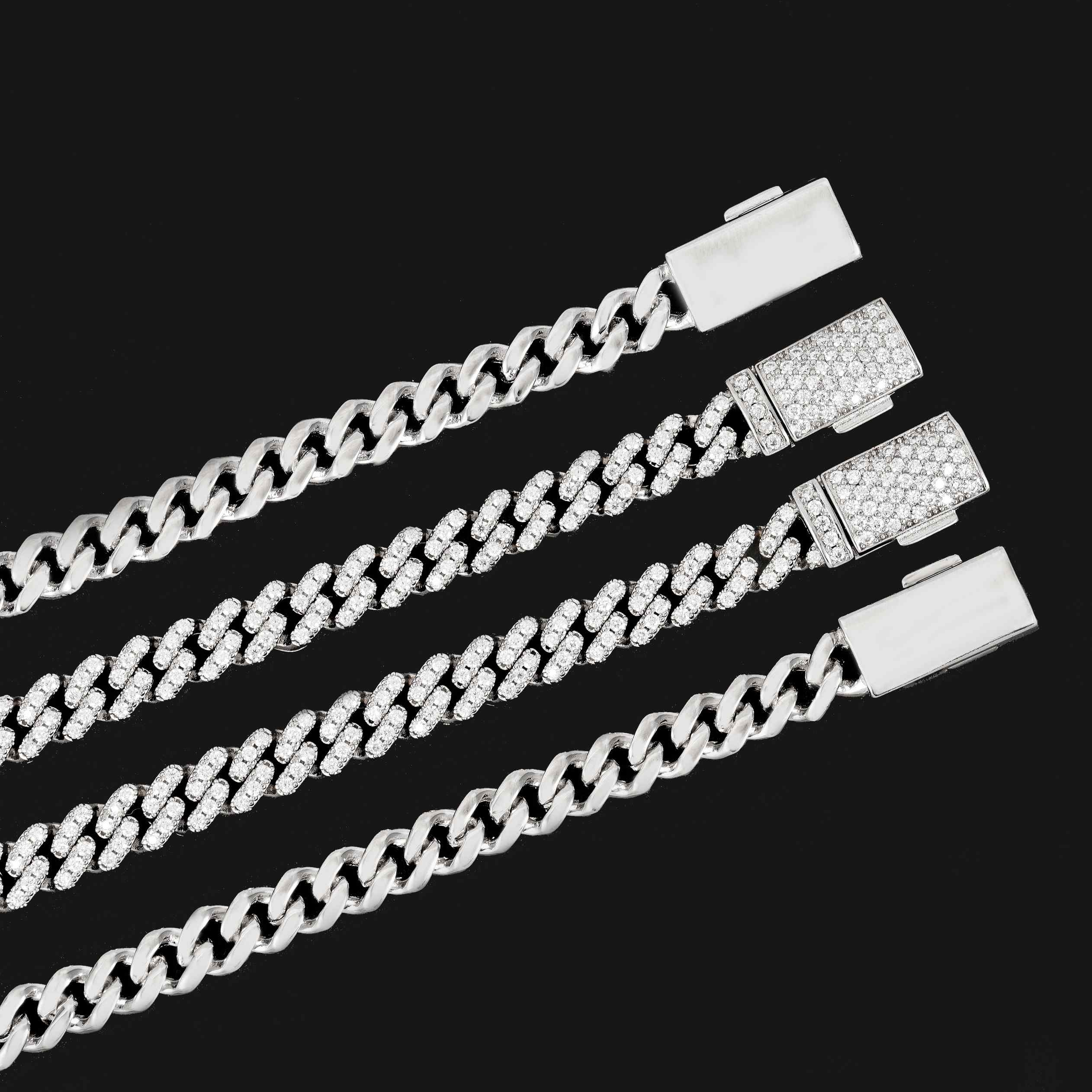 6.5MM Single Row VVS Moissanite Miami Cuban Chain 16K Gold