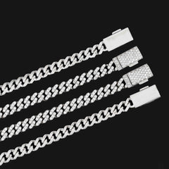 GL 6.5mm Three Diamonds 925 Sterling Silver Moissanite Cuban Chain