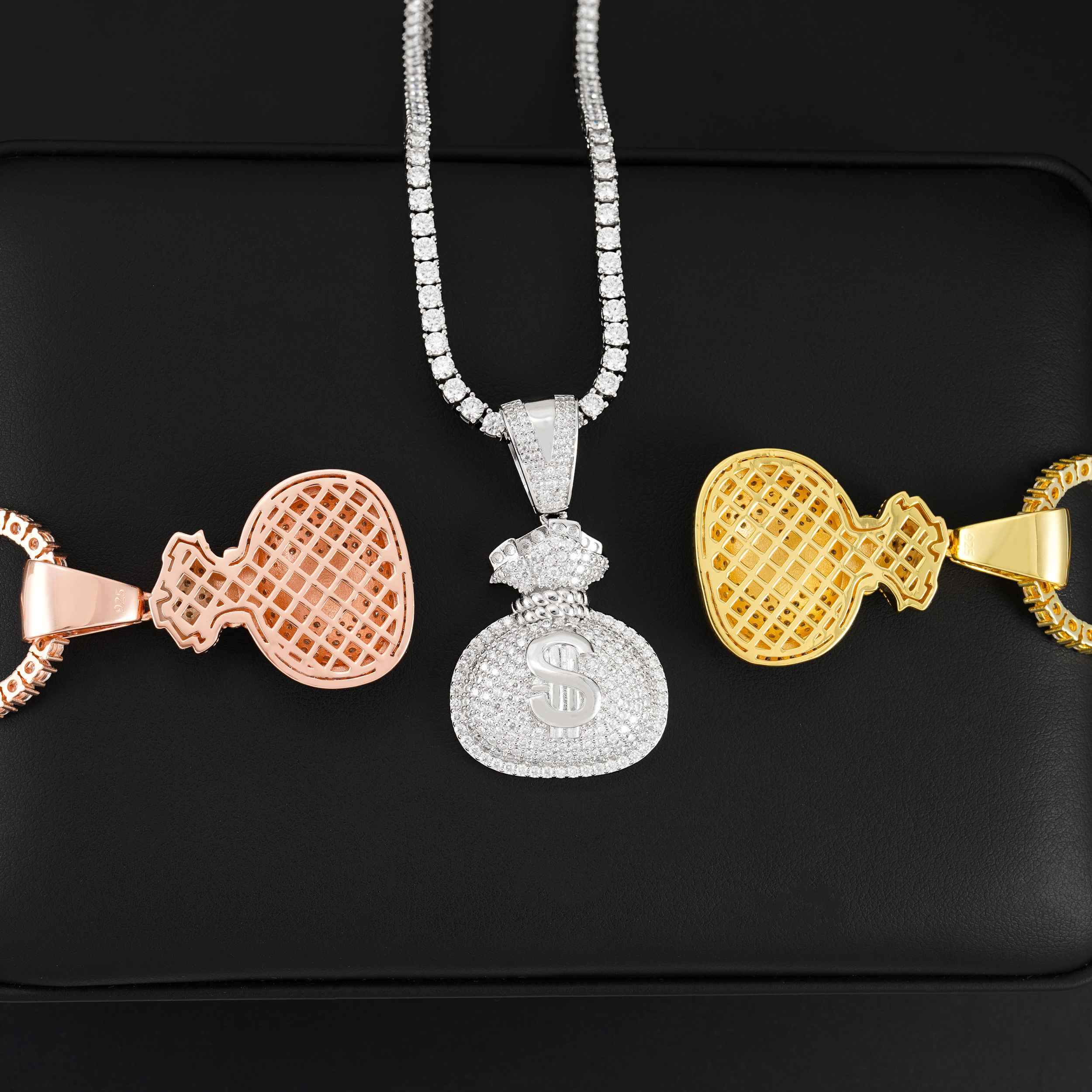GL Hip Hop VVS Moissanite Iced Out Money Bag Pendant