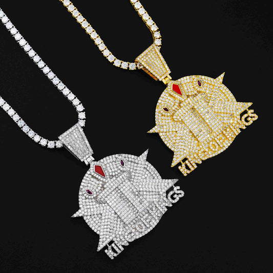 Hip Hop Style Round “King Of King” Letter Brass Zircon pendant