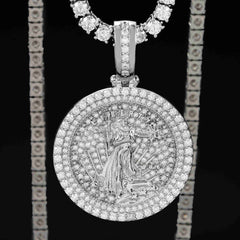 GL Catholic Virgin Mary Silver Moissanite Pendant