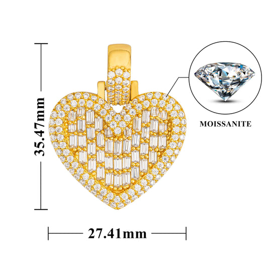 Fine Moissanite Jewelry hip hop pendant VVS moissanite Pass Diamond Tester Iced Out Heart Pendant