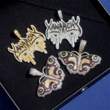 Eye or butterfly 925 sterling silver moissanite or brass zircon pendant