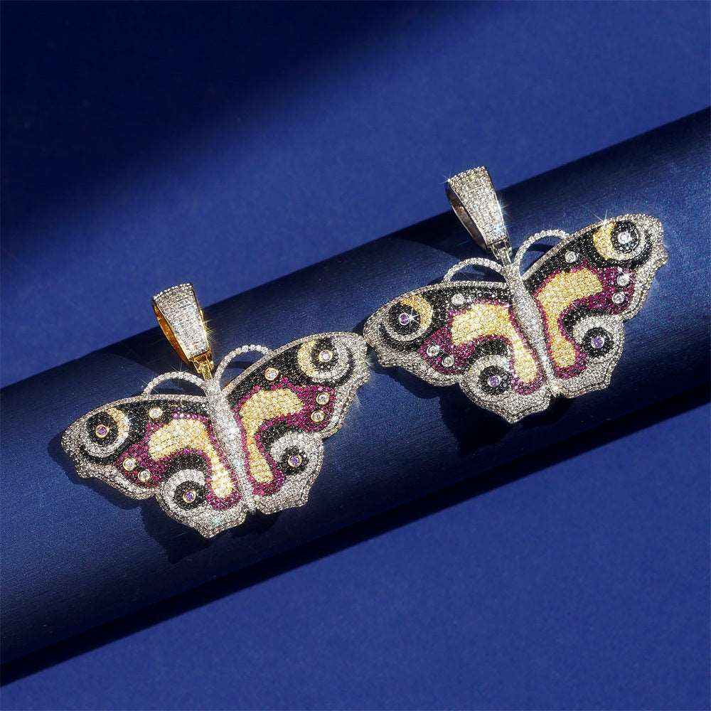 Eye or butterfly 925 sterling silver moissanite or brass zircon pendant