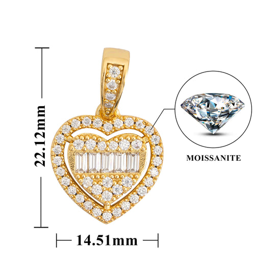 small cute heart moissanite diamond 4 prongs 925 sterling silver jewelry roses diamond pendant