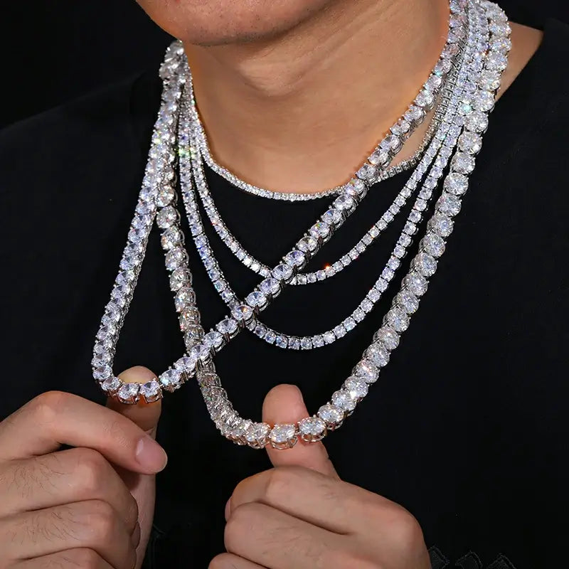 GL Stainless Steel Zircon Tennis Chain Bracelet Necklace Main image