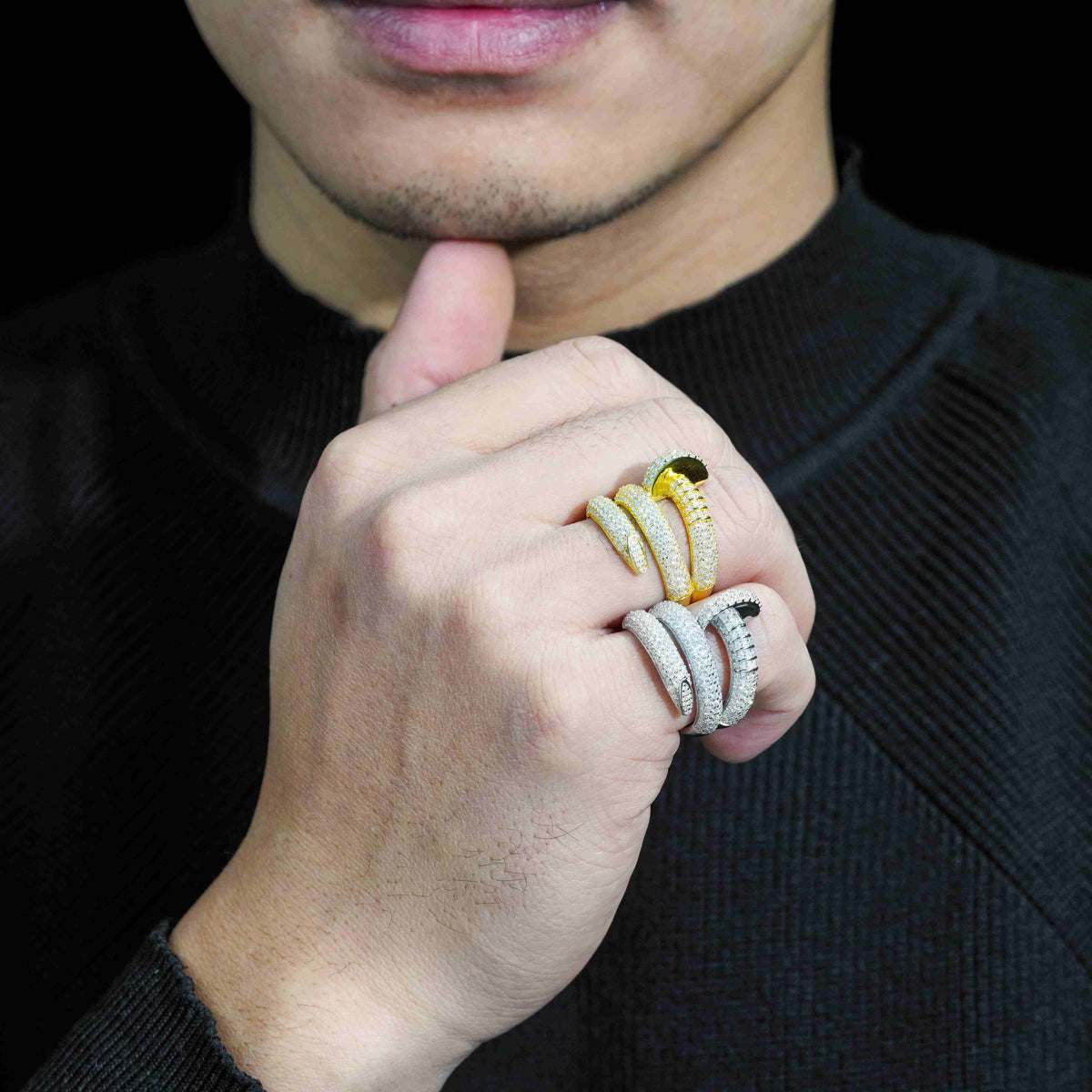 GL 925 Sterling Silver Moissanite Nail Ring