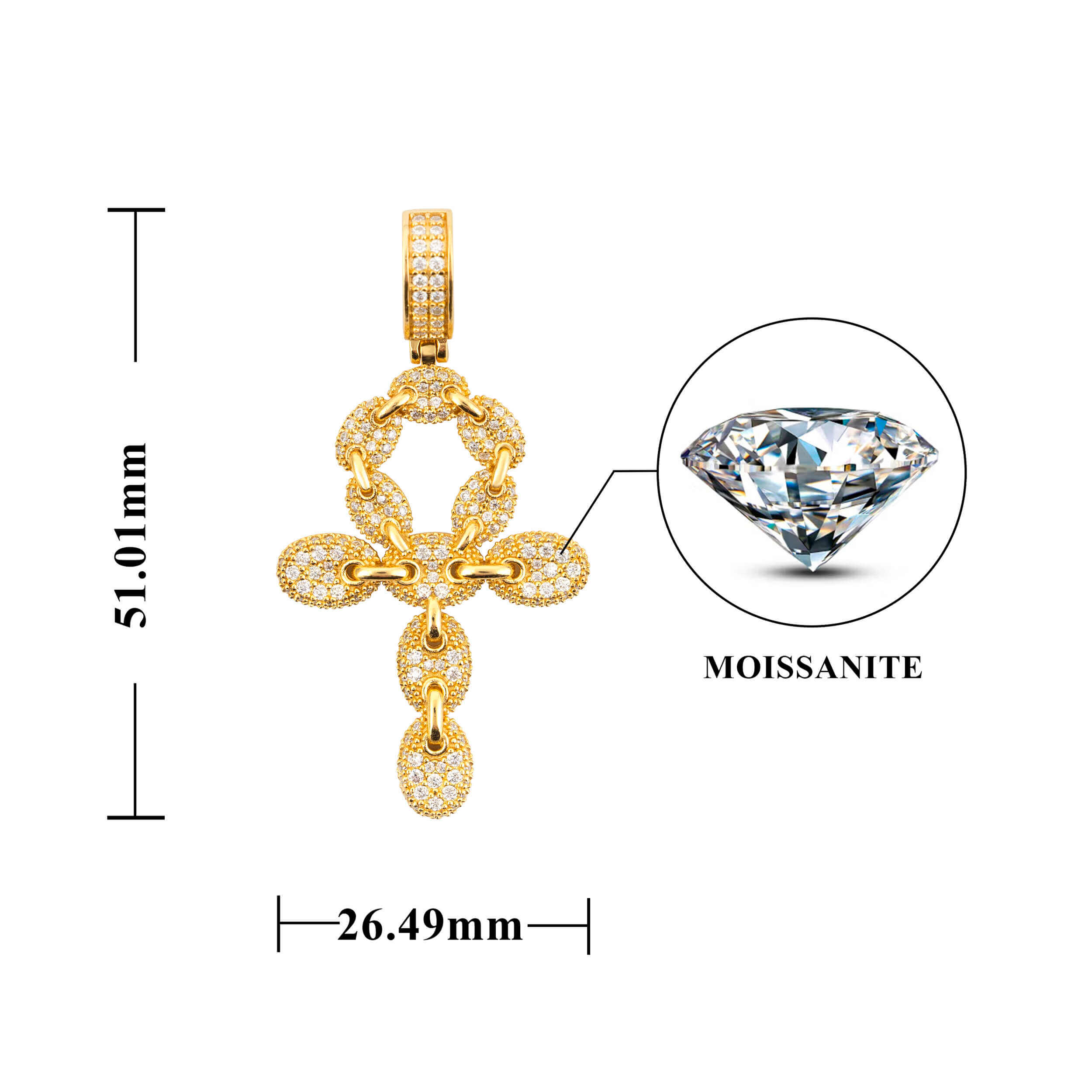 GL lced Out VVS Moissanite Diamond Ankh Cross Pendant Secondary image