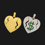 Heart $Dollar Symbol Brass Zircon Pendant