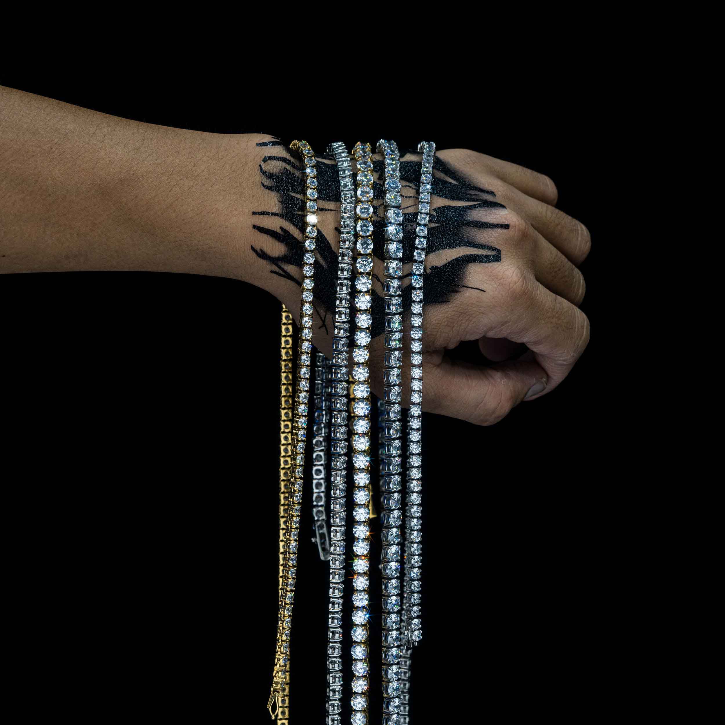 GL Stainless Steel Zircon Tennis Chain Bracelet Necklace