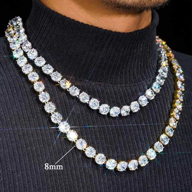 GL VVS1 Moissanite Tennis Chain Necklace ALL SIZE S925 Silver