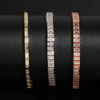 2*4MM Emerald Cut VVS Moissanite Bezel Setting  Tennis Bracelet 925 Silver