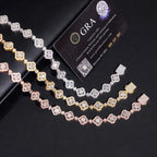 S925 VVS Moissanite Cluster Flower Tennis Chain Bracelet