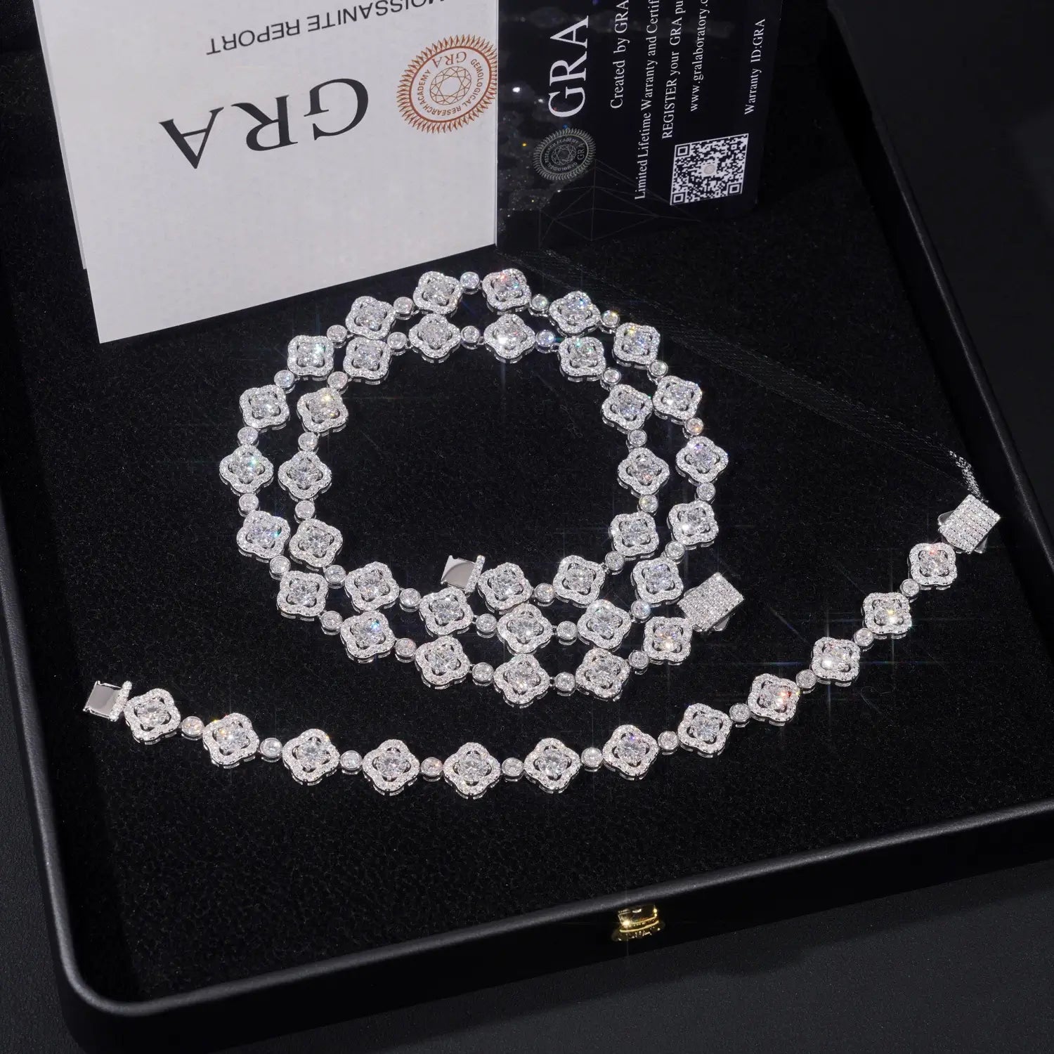 S925 VVS Moissanite Cluster Flower Tennis Chain Bracelet