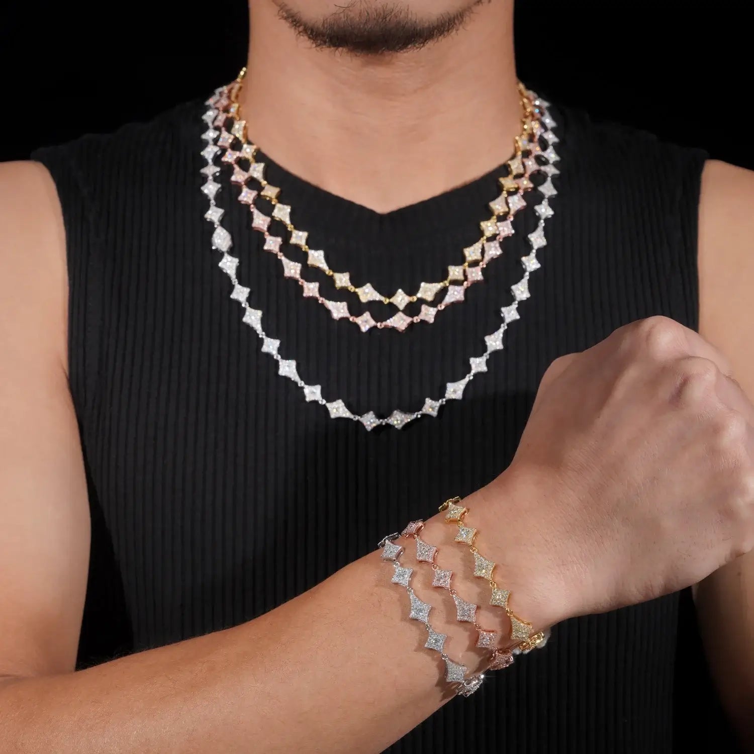 VVS Moissanite Kite Star Tennis Chain 925 Silver Necklace/Bracelet Image principale du produit
