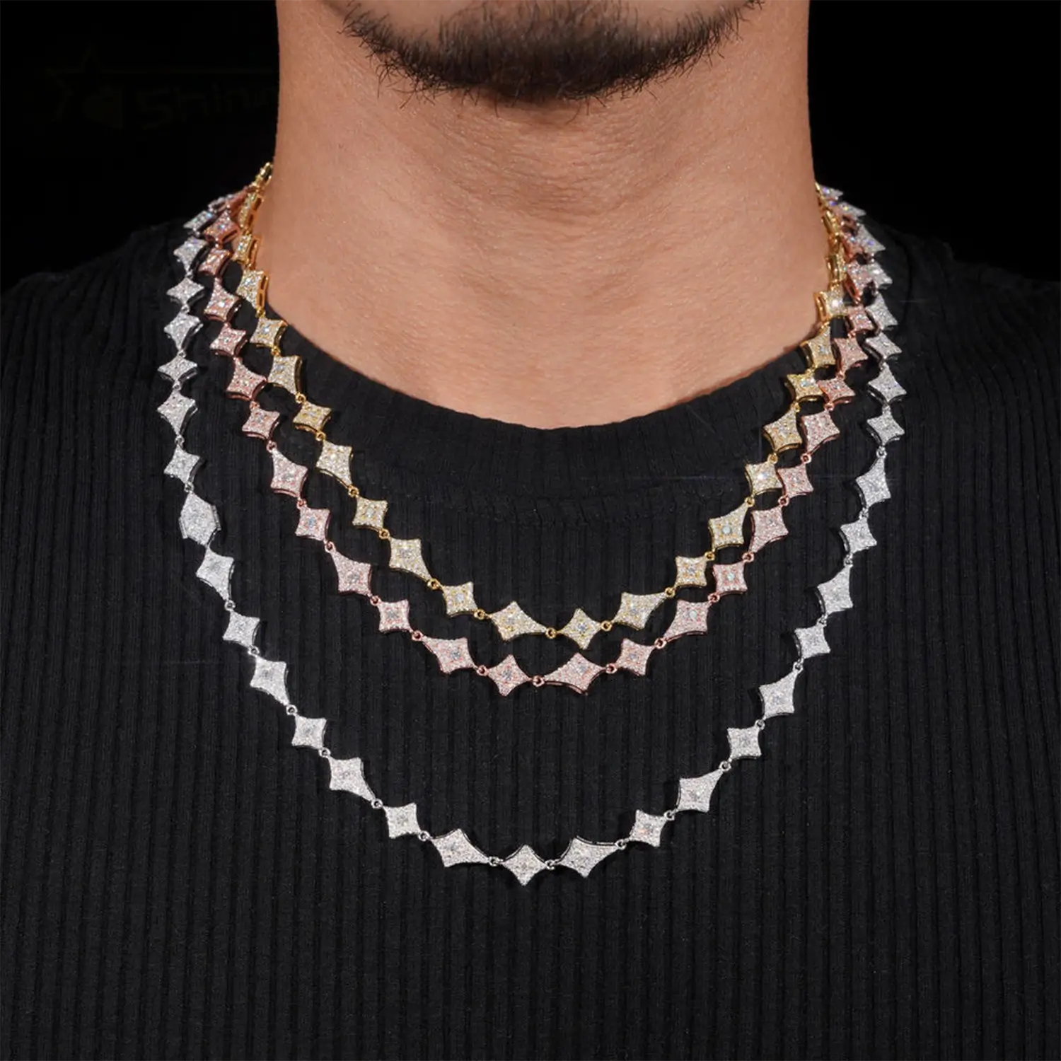 VVS Moissanite Kite Star Tennis Chain 925 Silver Necklace/Bracelet Image secondaire du produit