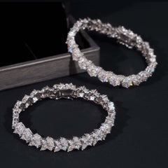 GL Iced Out 925 Silver VVS Marquise Moissanite Bracelet Tennis Chain