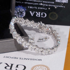 GL Iced Out 925 Silver VVS Marquise Moissanite Bracelet Tennis Chain