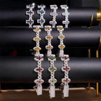 Hip Hop Infinity Cross Charm Colorful S925 Silver VVS Moissanite Cuban Chain Bracelet