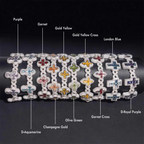 Hip Hop Infinity Cross Charm Colorful S925 Silver VVS Moissanite Cuban Chain Bracelet