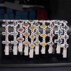 Hip Hop Infinity Cross Charm Colorful S925 Silver VVS Moissanite Cuban Chain Bracelet