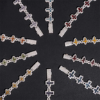 Hip Hop Infinity Cross Charm Colorful S925 Silver VVS Moissanite Cuban Chain Bracelet