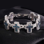 Hip Hop Infinity Cross Charm Colorful S925 Silver VVS Moissanite Cuban Chain Bracelet