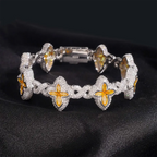 Hip Hop Infinity Cross Charm Colorful S925 Silver VVS Moissanite Cuban Chain Bracelet