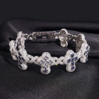 Hip Hop Infinity Cross Charm Colorful S925 Silver VVS Moissanite Cuban Chain Bracelet