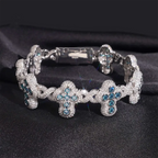 Hip Hop Infinity Cross Charm Colorful S925 Silver VVS Moissanite Cuban Chain Bracelet