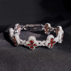 Hip Hop Infinity Cross Charm Colorful S925 Silver VVS Moissanite Cuban Chain Bracelet