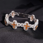 Hip Hop Infinity Cross Charm Colorful S925 Silver VVS Moissanite Cuban Chain Bracelet