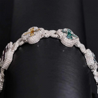 Cross & Flower Colors VVS Moissnaite Cuban Link Bracelet