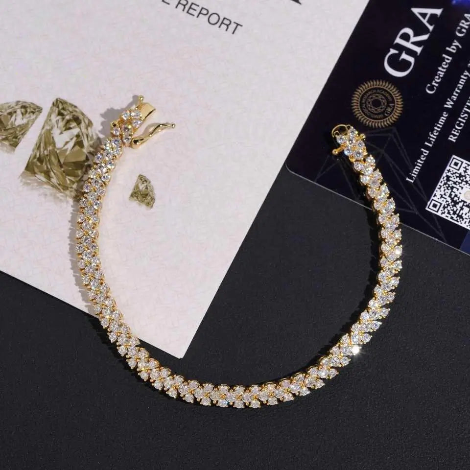 5.2MM Cluster VVS Moissanite Tennis Bracelet 925 Silver