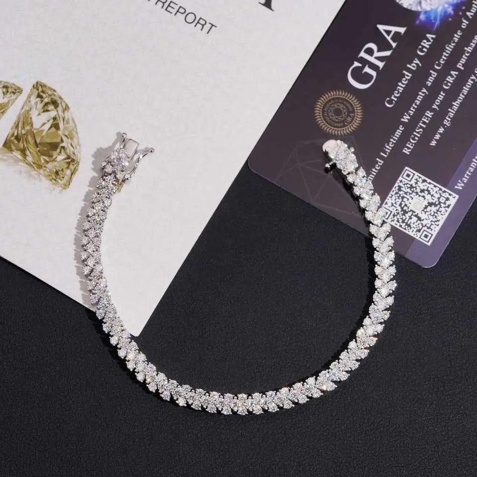 5.2MM Cluster VVS Moissanite Tennis Bracelet 925 Silver