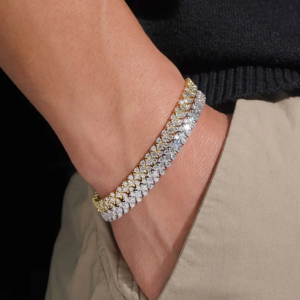 5.2MM Cluster VVS Moissanite Tennis Bracelet 925 Silver