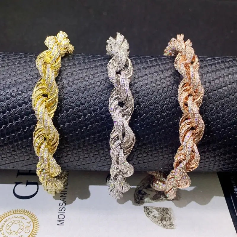 10MM Rope VVS Moissanite Chain Necklace S925
